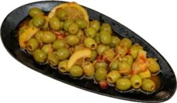 Olives street food salad – Heba’s mum’s recipe with herbs and spices at Utopia Mercato London